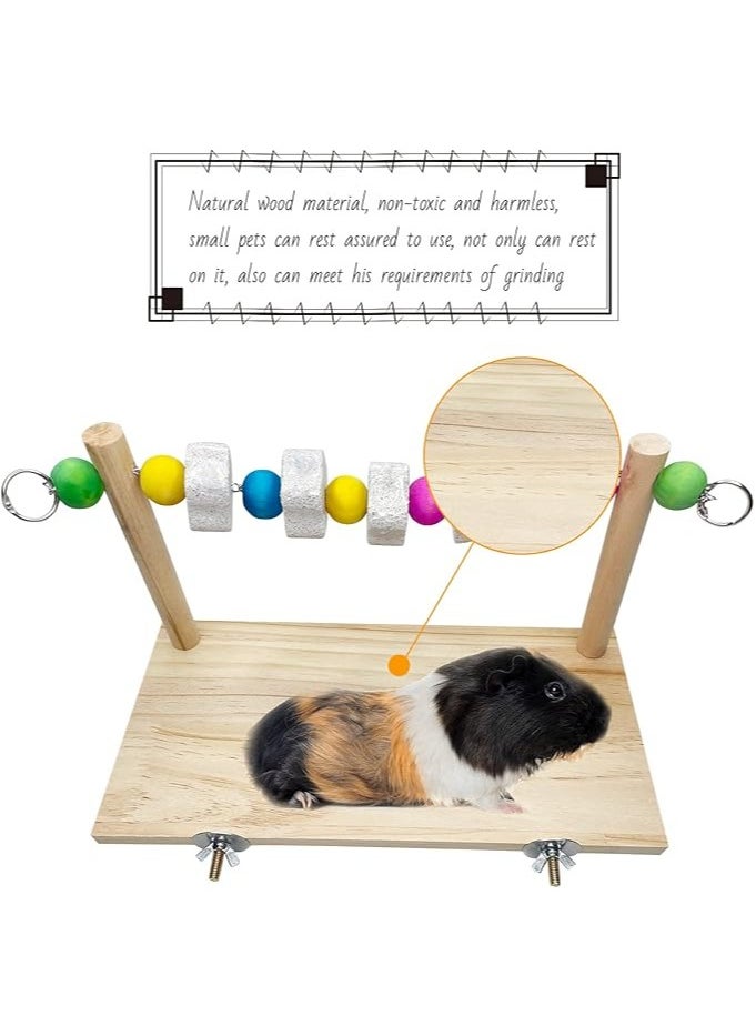 Pet Wood ledges Platform, Wooden Chinchilla Ledges Platform with Lava Ledge Blocks Chew Toys Pet Cage Resting Wooden Shelf Chinchilla Cage Accessories for Hamster -s Chinchilla Parrot Chipmunk Squir