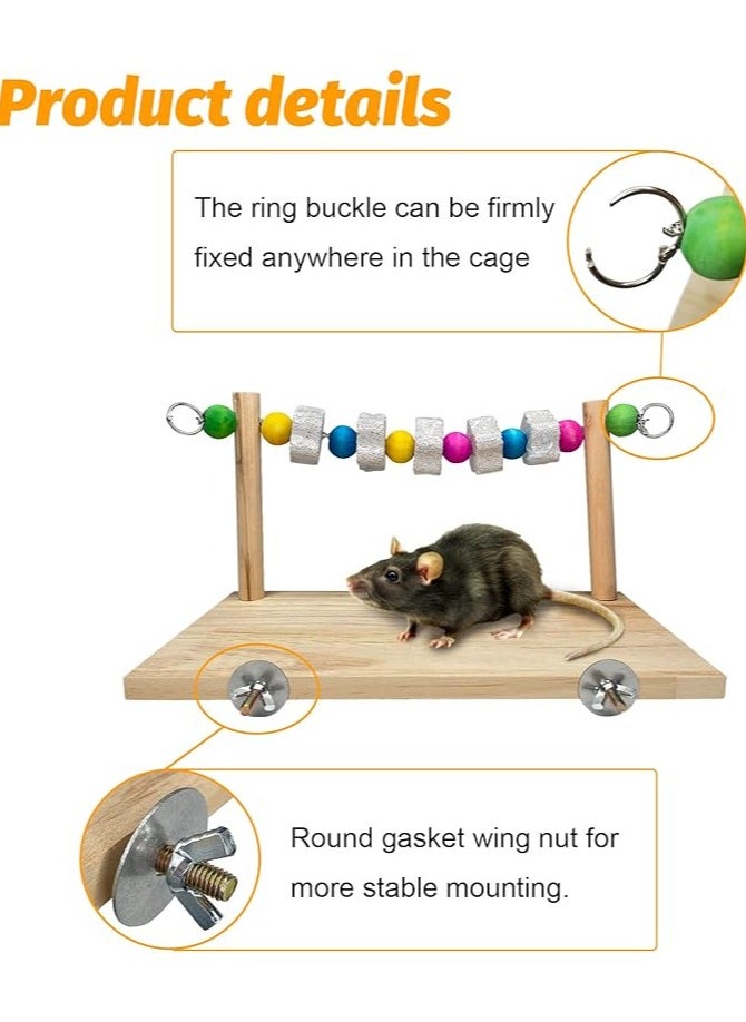 Pet Wood ledges Platform, Wooden Chinchilla Ledges Platform with Lava Ledge Blocks Chew Toys Pet Cage Resting Wooden Shelf Chinchilla Cage Accessories for Hamster -s Chinchilla Parrot Chipmunk Squir