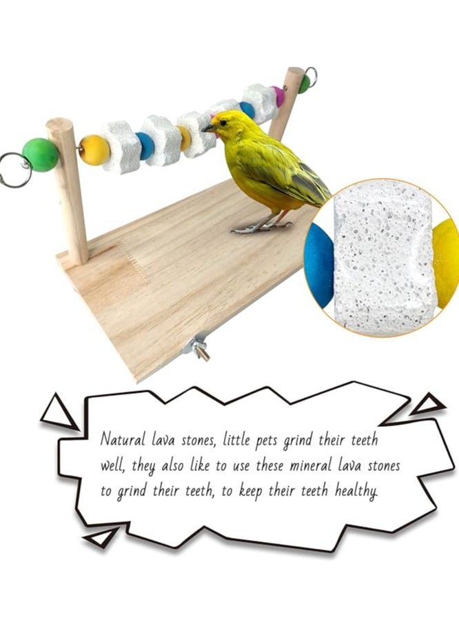 Pet Wood ledges Platform, Wooden Chinchilla Ledges Platform with Lava Ledge Blocks Chew Toys Pet Cage Resting Wooden Shelf Chinchilla Cage Accessories for Hamster -s Chinchilla Parrot Chipmunk Squir
