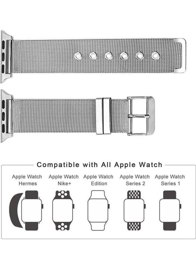 Milanese Watchband For Apple Watch Series 7 45mm/6 u0026 SE u0026 5 u0026 4 44mm/3 u0026 2 u0026 1 42mm Silver