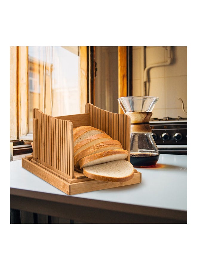 Bamboo Bread Slicer with Bottom Tray Brown