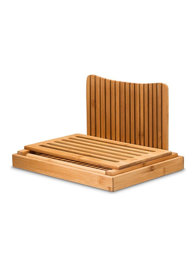 Bamboo Bread Slicer with Bottom Tray Brown