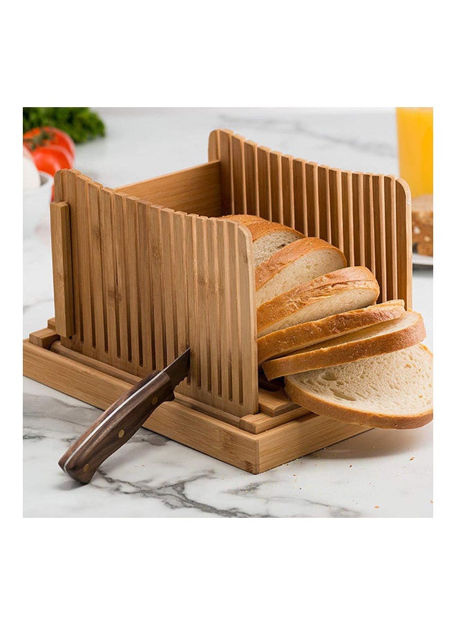 Bamboo Bread Slicer with Bottom Tray Brown