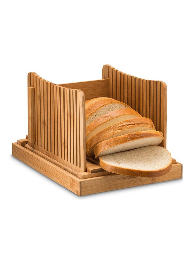 Bamboo Bread Slicer with Bottom Tray Brown