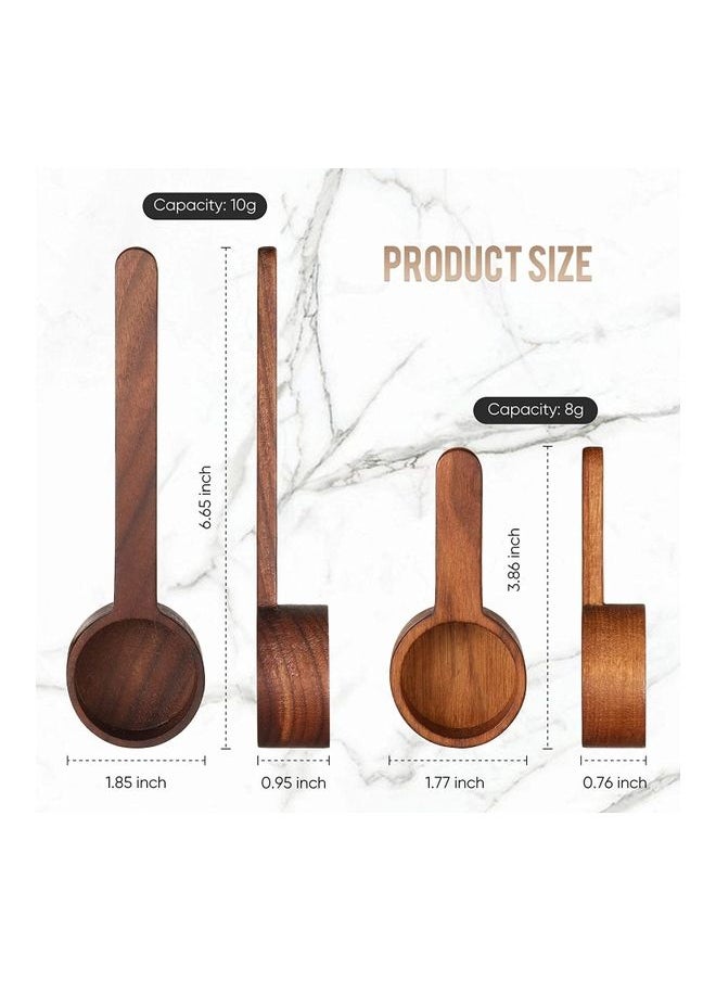 2-Piece Wooden Measuring Coffee Scoop Set Brown