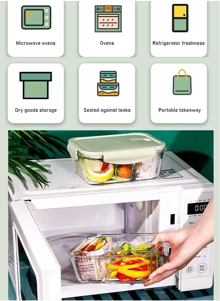 3 pieces glass kitchen meal preparation container, glass meal boxes, glass bowls 410ml, 680ml, 650ml, refrigerator frozen food sealed preservation box, microwave heating glass meal box, pink color