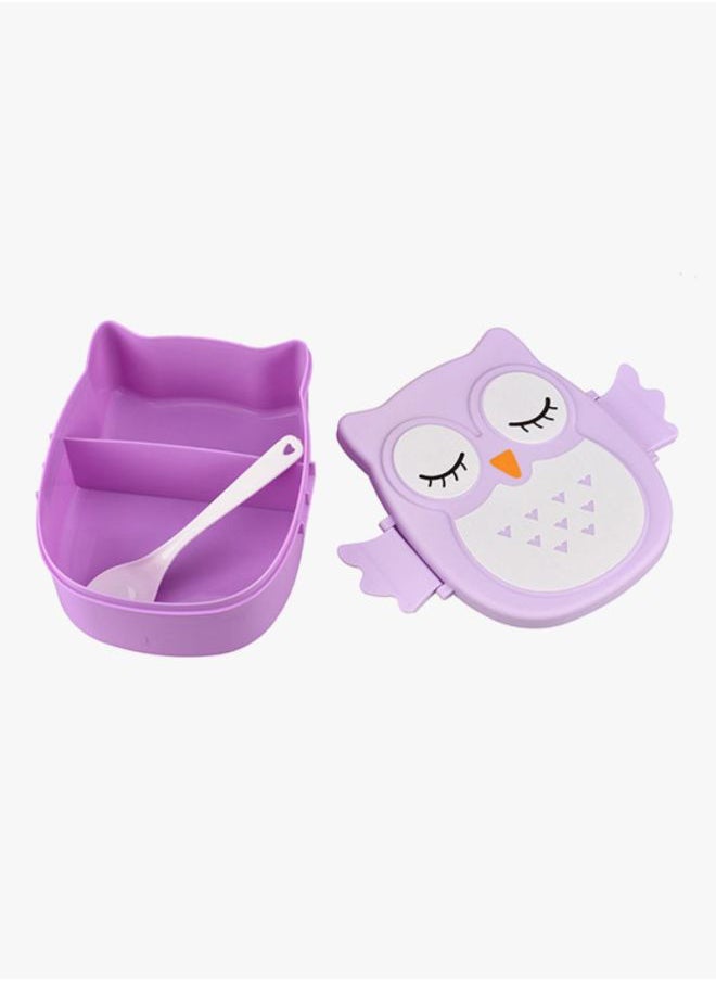 Owl Designed Food Container Lunch Box Purple