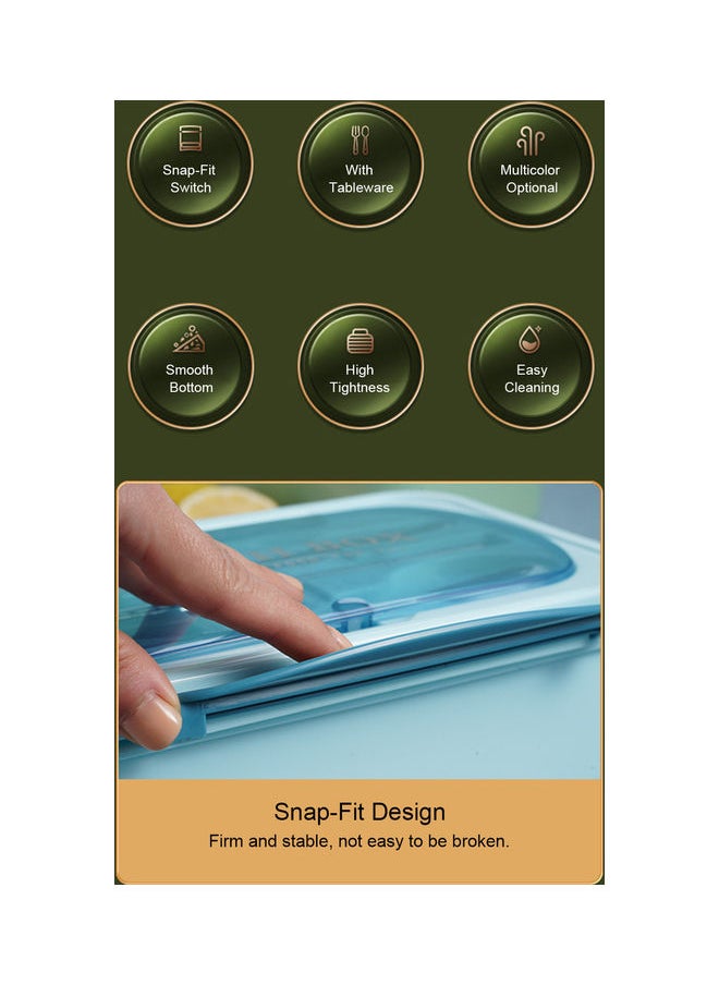 Microwave Heating Divided Food Containers With Spoon And Chopsticks Beige 23.0x16.5x8.0cm