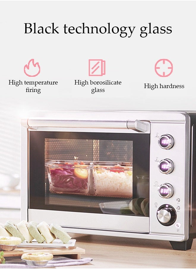 3 pieces glass kitchen meal preparation containers, lunch glass bowls, refrigerator frozen food sealed storage boxes, 410ml, 680ml, 650ml, with durable lock covers, children's and adult glass bento