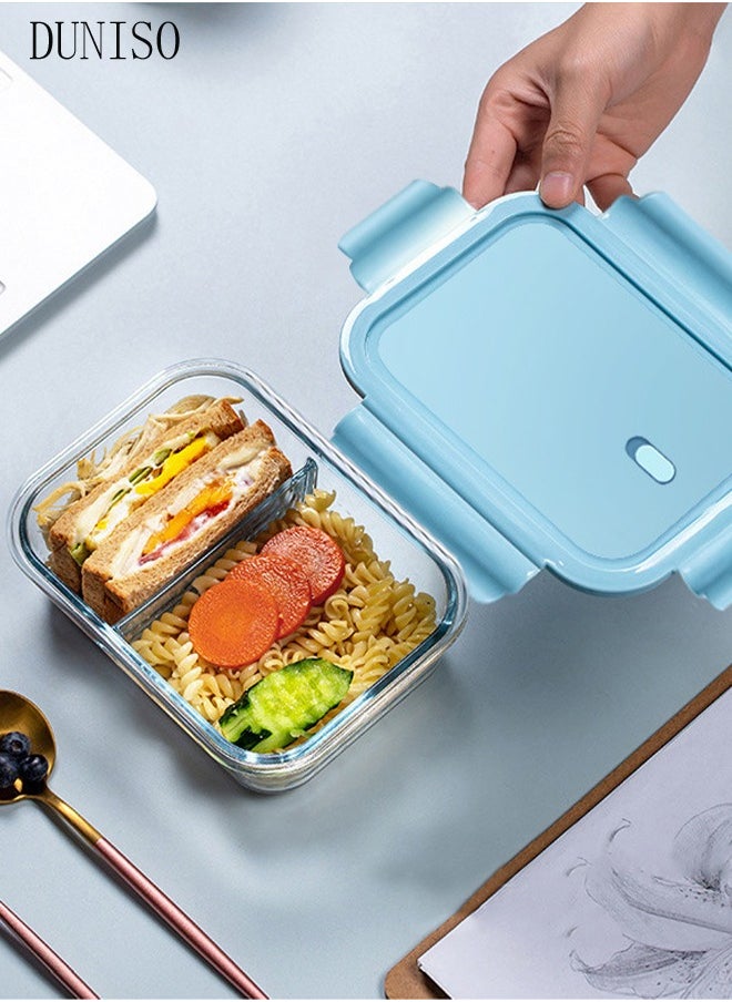 3 pieces glass kitchen meal preparation containers, lunch glass bowls, refrigerator frozen food sealed storage boxes, 410ml, 680ml, 650ml, with durable lock covers, children's and adult glass bento