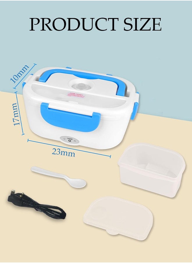 Electric Lunch Box ,Heated Lunch Box ,Electric Heating Lunch Box Food Heater Warming Bento Box for Home u0026 Office Use (23x17x10cm,Blue)