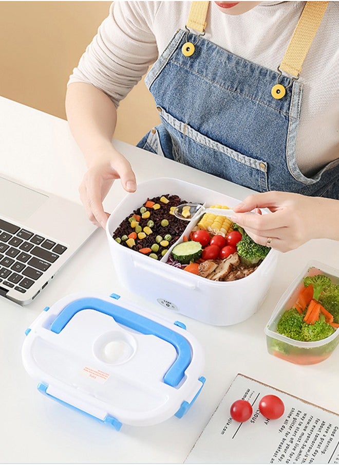 Electric Lunch Box ,Heated Lunch Box ,Electric Heating Lunch Box Food Heater Warming Bento Box for Home u0026 Office Use (23x17x10cm,Blue)