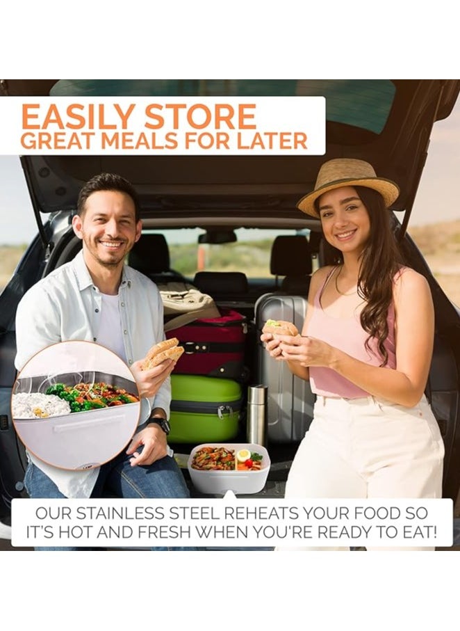 Electric Lunch Box,110V u0026 12V Heated Lunch Box,Portable Heating Lunch Boxes for Adults, Food Warmer Food Warmer Bento Boxes,Stainless Steel Food Heater for Car/Office/Home (Orange)