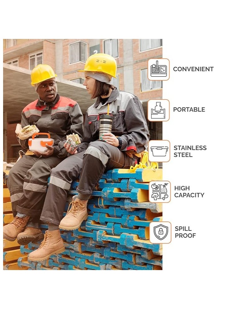 Electric Lunch Box,110V u0026 12V Heated Lunch Box,Portable Heating Lunch Boxes for Adults, Food Warmer Food Warmer Bento Boxes,Stainless Steel Food Heater for Car/Office/Home (Orange)