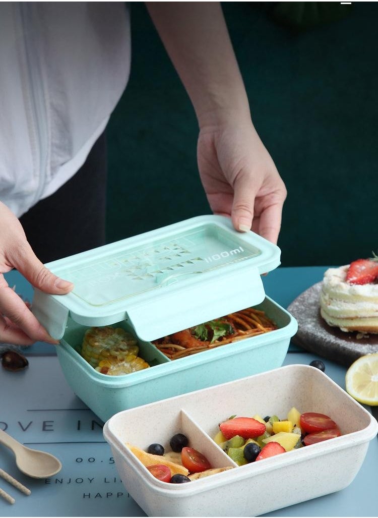 Bento Box Portable Lunch Box Leakproof Salad Lunch Container With Spoon u0026 Chopsticks Leak Proof Lunch Containers Microwave Freezer Dishwasher Available, Rectangle, Light Blue