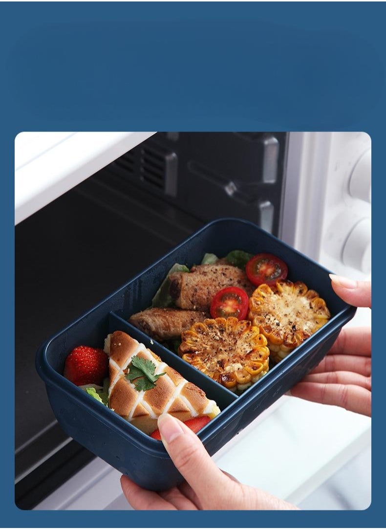 Bento Box Portable Lunch Box Leakproof Salad Lunch Container With Spoon u0026 Chopsticks Leak Proof Lunch Containers Microwave Freezer Dishwasher Available, Rectangle, Light Blue