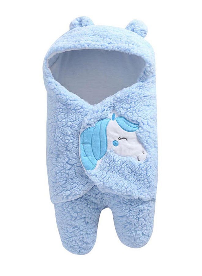 Comfortable Unicorn Design Hooded Swaddle Wrapping Blanket For Baby - Blue