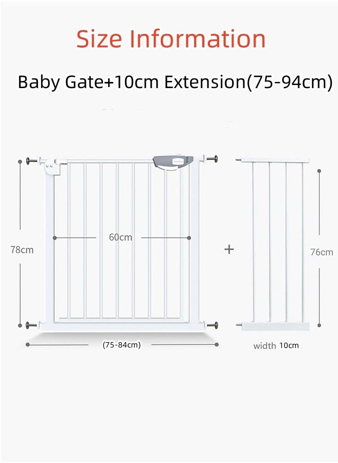 Auto Close Safety Baby Gate，Stair Guardrail Child Safety Gate Fence Baby Gate Fence Guardrail Baby Gate Fence Pet Kitchen Railing