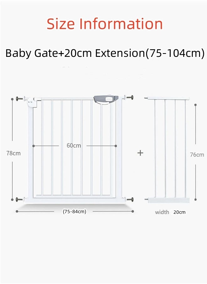 Auto Close Safety Baby Gate，Stair Guardrail Child Safety Gate Fence Baby Gate Fence Guardrail Baby Gate Fence Pet Kitchen Railing