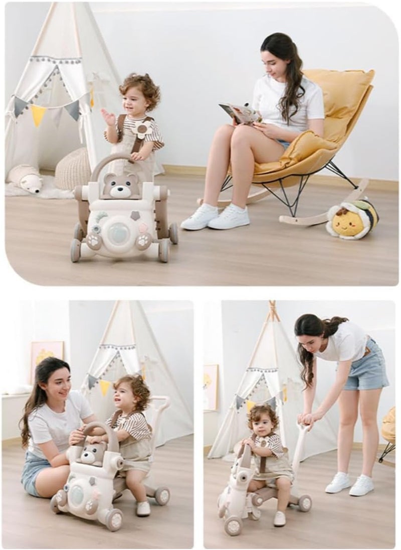 4 in 1 Baby Walker, Sit And Stand Learning Walker, Can Be Assembled Into A Stroller/Scooter/Motorcycle/Toddler Stroller, Suitable For 6 To 24 Months Baby Stroller, Perfect Newborn Child Gift