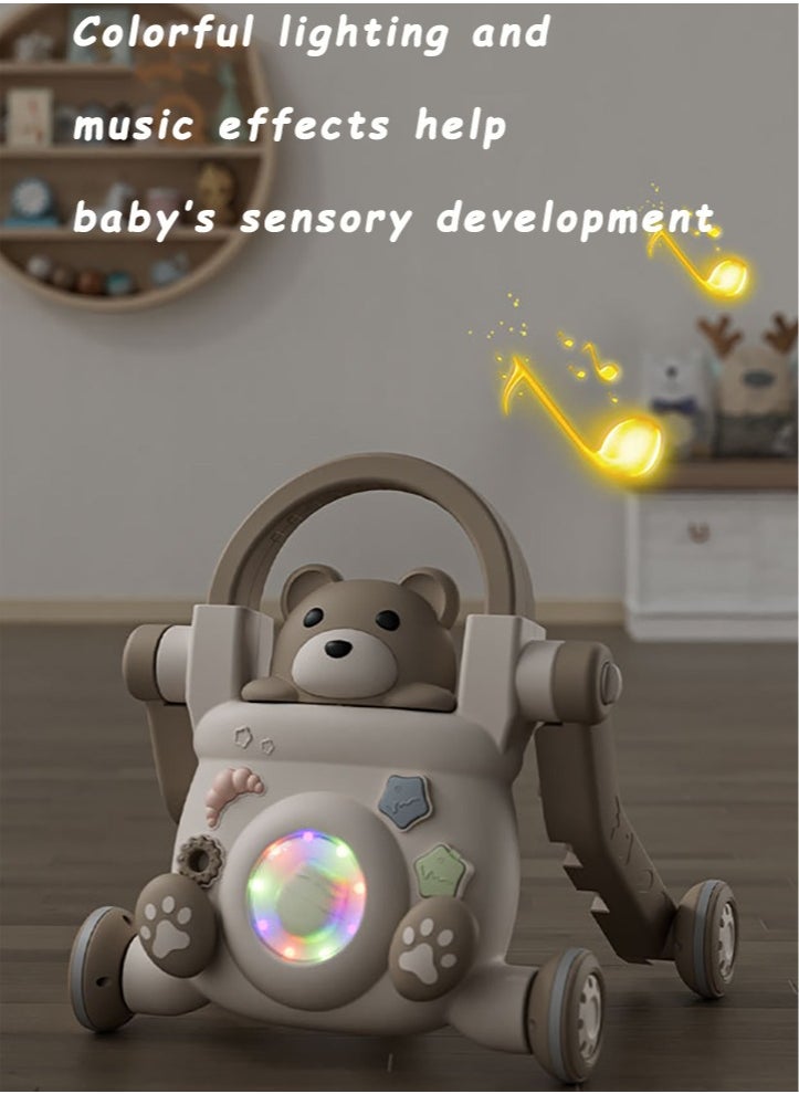 4 in 1 Baby Walker, Sit And Stand Learning Walker, Can Be Assembled Into A Stroller/Scooter/Motorcycle/Toddler Stroller, Suitable For 6 To 24 Months Baby Stroller, Perfect Newborn Child Gift