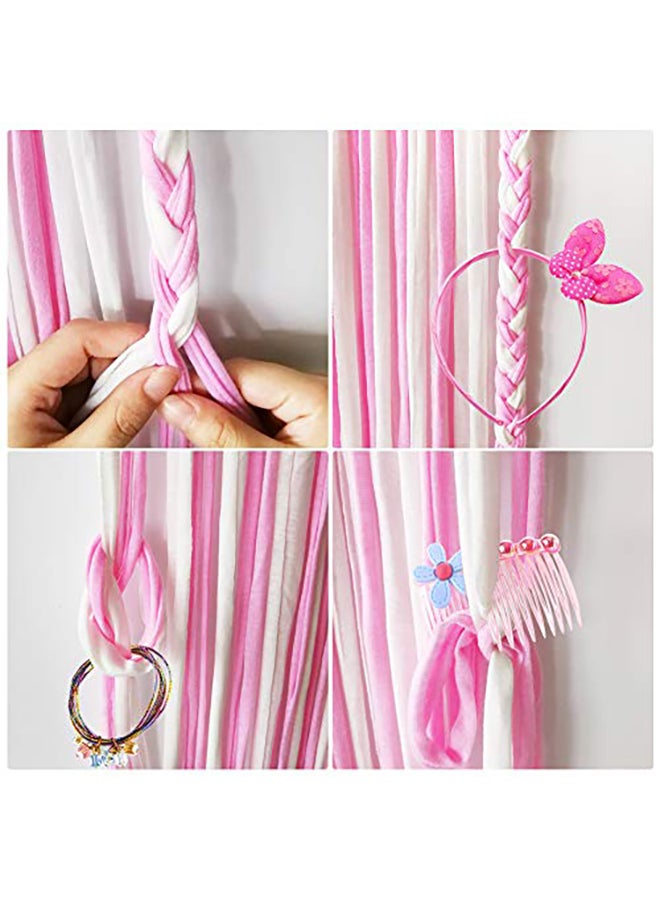 Hair Bow Holder Organizer For Girls, Hanging Storage For Hair Clips Bows Ties Headband Accessories, Pink Multicolour
