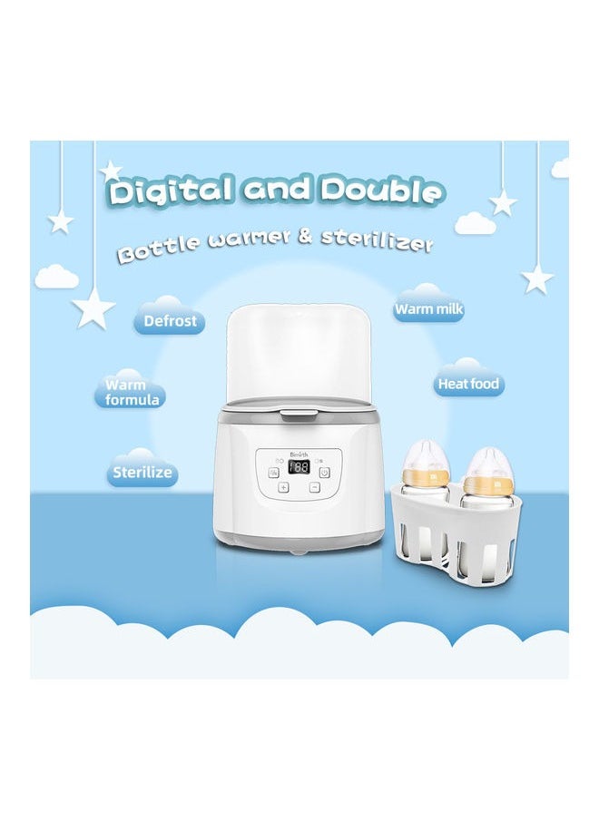 Baby Bottle Warmer 5-in-1 Digital Baby Food Heater with Timer Digital Display Double Bottle Steam Sterilizer Defrosting Portable Warmer for Breastmilk and Formula