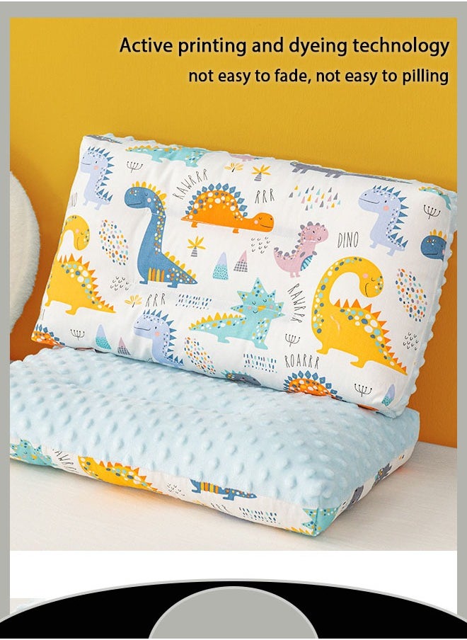 Baby Pillow, Cotton Soothing Touch Granular Velvet Pillow, Pure Cotton Pillow Core, Baby Nap Pillow, Cartoon Print Pattern, Active Printing And Dyeing Process, Removable And Washable