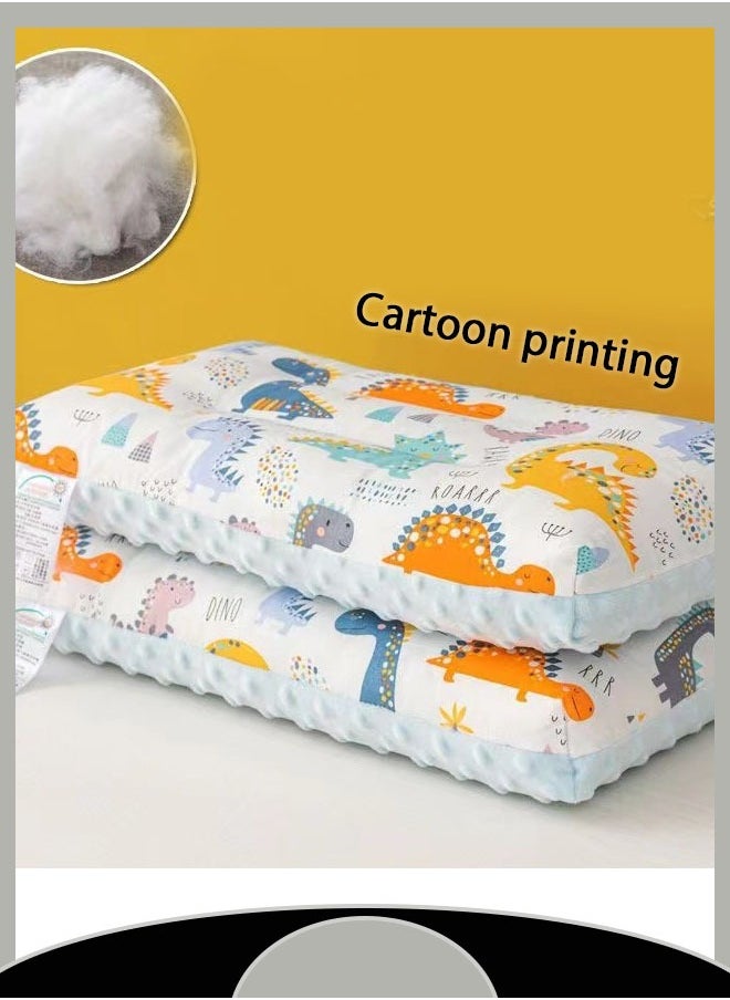 Baby Pillow, Cotton Soothing Touch Granular Velvet Pillow, Pure Cotton Pillow Core, Baby Nap Pillow, Cartoon Print Pattern, Active Printing And Dyeing Process, Removable And Washable