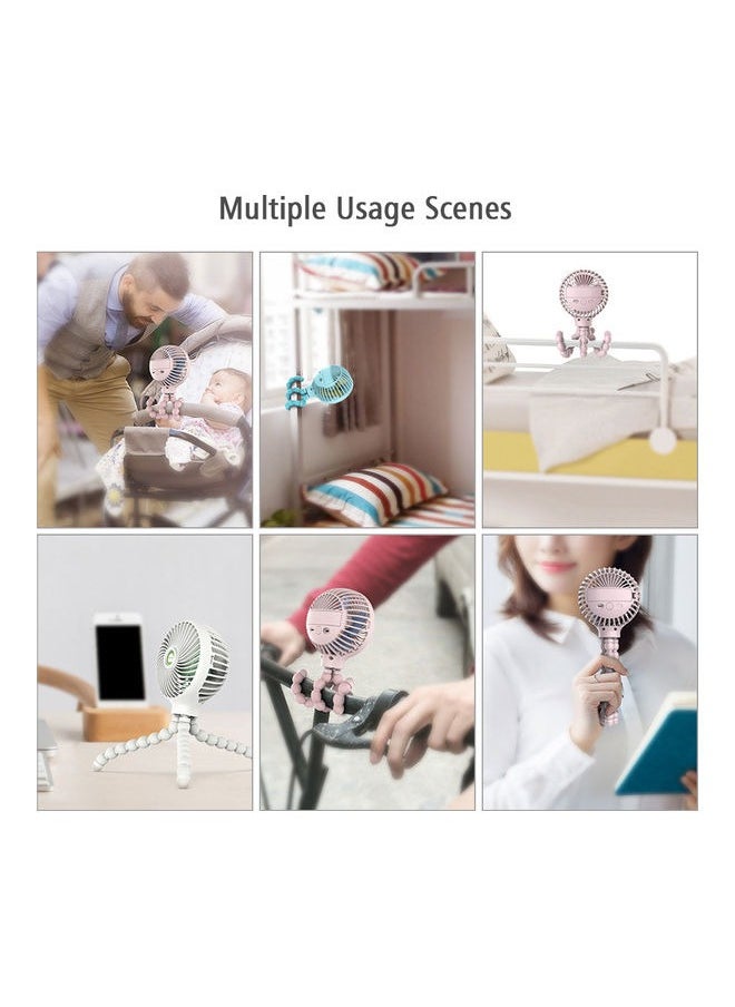 Mini USB Baby Stroller Fan, HOME Portable Mini Handheld Stroller Fan,Personal Portable Car Seat Baby Fan with Flexible Tripod,USB or Battery Powered Desk Fan with Adjustable 3 Speeds