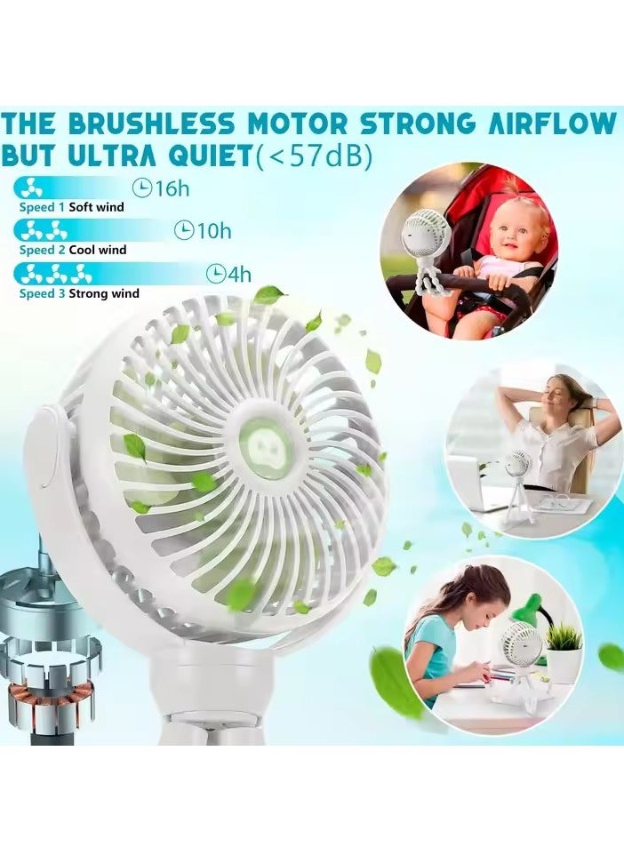 Mini USB Baby Stroller Fan, HOME Portable Mini Handheld Stroller Fan,Personal Portable Car Seat Baby Fan with Flexible Tripod,USB or Battery Powered Desk Fan with Adjustable 3 Speeds