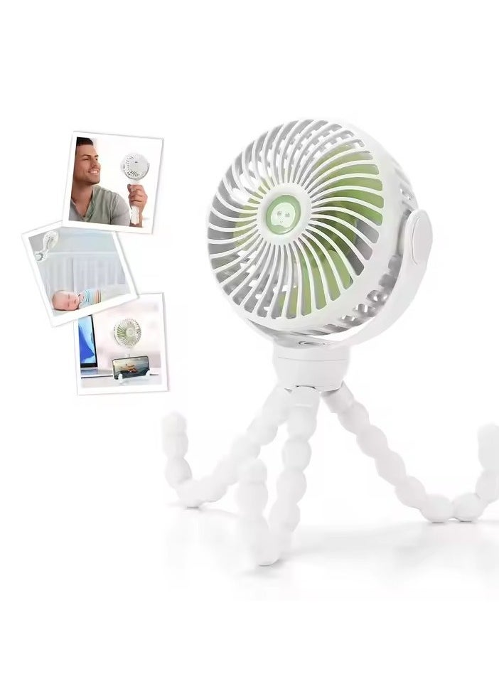 Mini USB Baby Stroller Fan, HOME Portable Mini Handheld Stroller Fan,Personal Portable Car Seat Baby Fan with Flexible Tripod,USB or Battery Powered Desk Fan with Adjustable 3 Speeds