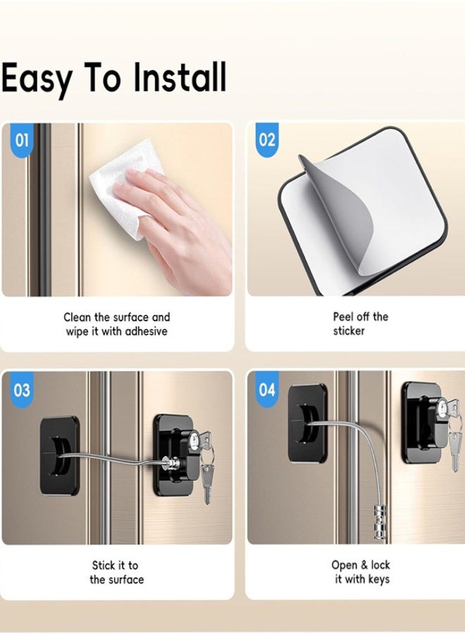 Fridge Lock, 2 Pack Refrigerator Lock with Keys Child Proof Fridge Door Lock Freezer Door Lock and Child Safety Cabinet Locks for Cabinets Drawers Refrigerator Oven Toilet