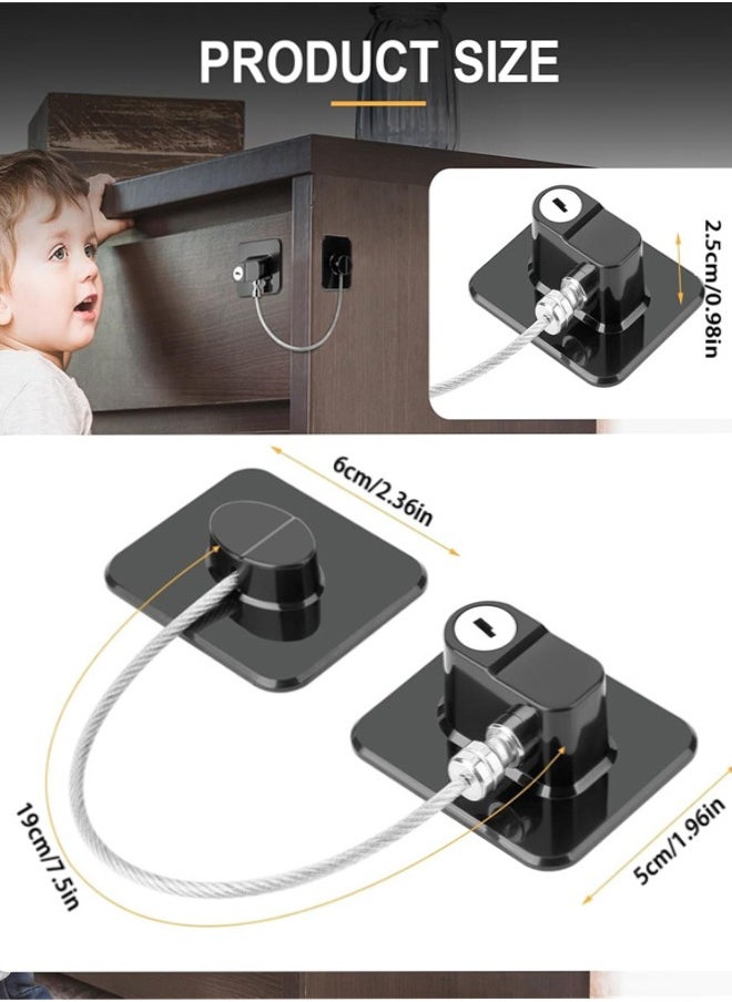 Fridge Lock, 2 Pack Refrigerator Lock with Keys Child Proof Fridge Door Lock Freezer Door Lock and Child Safety Cabinet Locks for Cabinets Drawers Refrigerator Oven Toilet