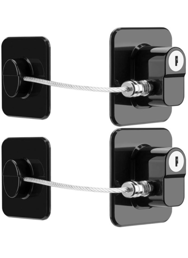 Fridge Lock, 2 Pack Refrigerator Lock with Keys Child Proof Fridge Door Lock Freezer Door Lock and Child Safety Cabinet Locks for Cabinets Drawers Refrigerator Oven Toilet