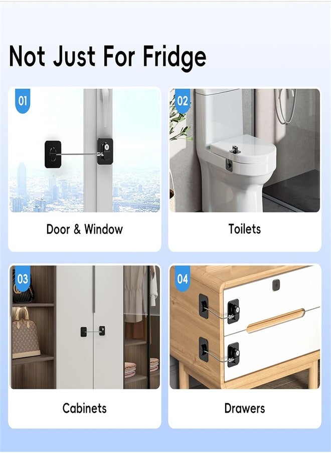 Fridge Lock, 2 Pack Refrigerator Lock with Keys Child Proof Fridge Door Lock Freezer Door Lock and Child Safety Cabinet Locks for Cabinets Drawers Refrigerator Oven Toilet