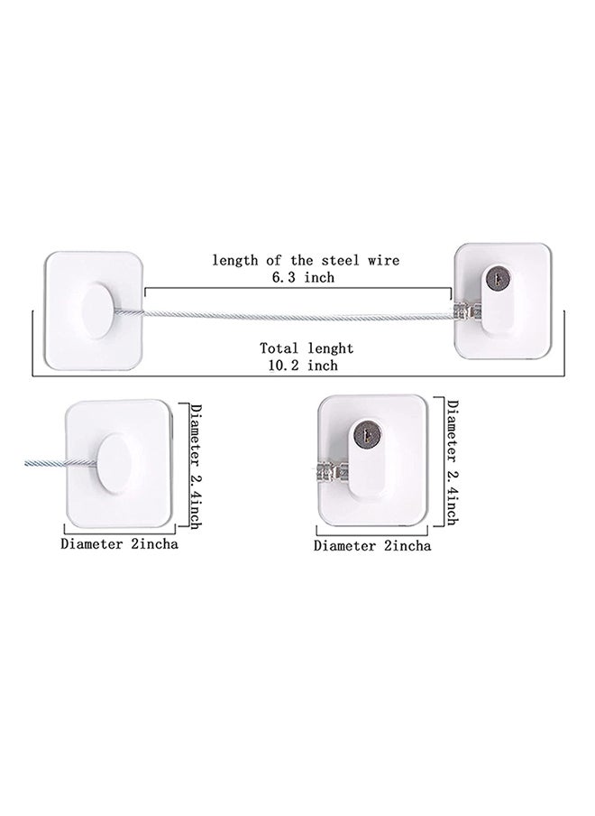 Pack of 4 Child Safety Cable Fridge Window Lock With Key Set - Black/White