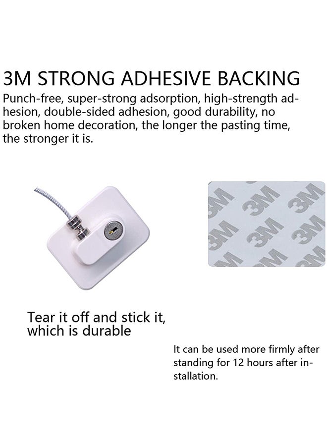 Pack of 4 Child Safety Cable Fridge Window Lock With Key Set - Black/White