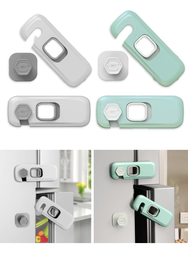 Kids Security Refrigerator Locks, 4Pcs Protective Self Adhesive Latches.Pinch Proof Lock for Toddlers and Children.Ideal for Refrigerators Cabinets Drawers Wardrobes and Freezers