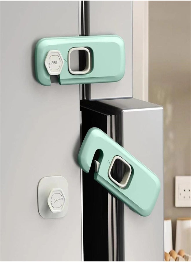 Kids Security Refrigerator Locks, 4Pcs Protective Self Adhesive Latches.Pinch Proof Lock for Toddlers and Children.Ideal for Refrigerators Cabinets Drawers Wardrobes and Freezers