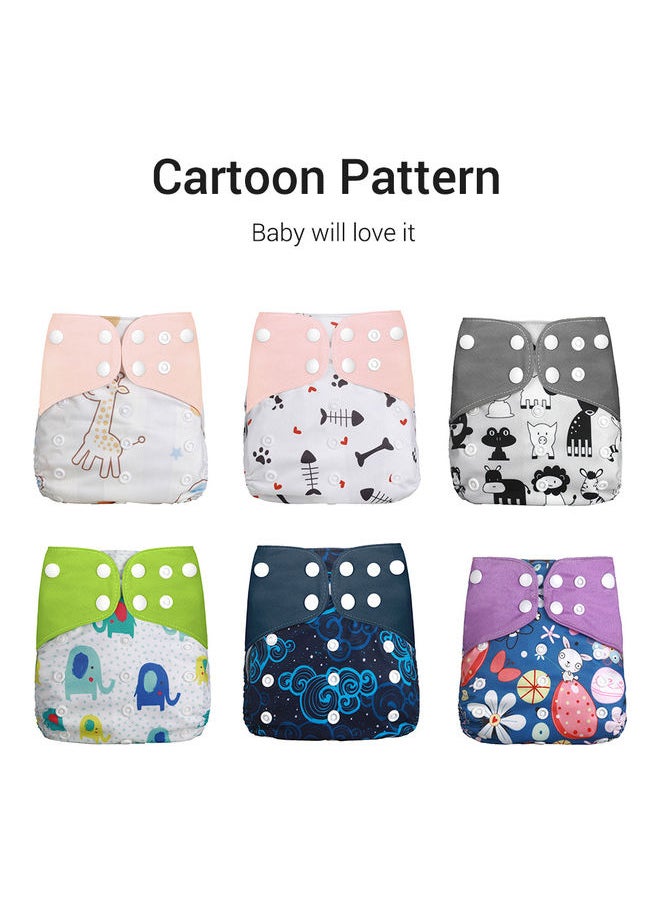 6-Piece Washable Resuable Cloth Diaper Set