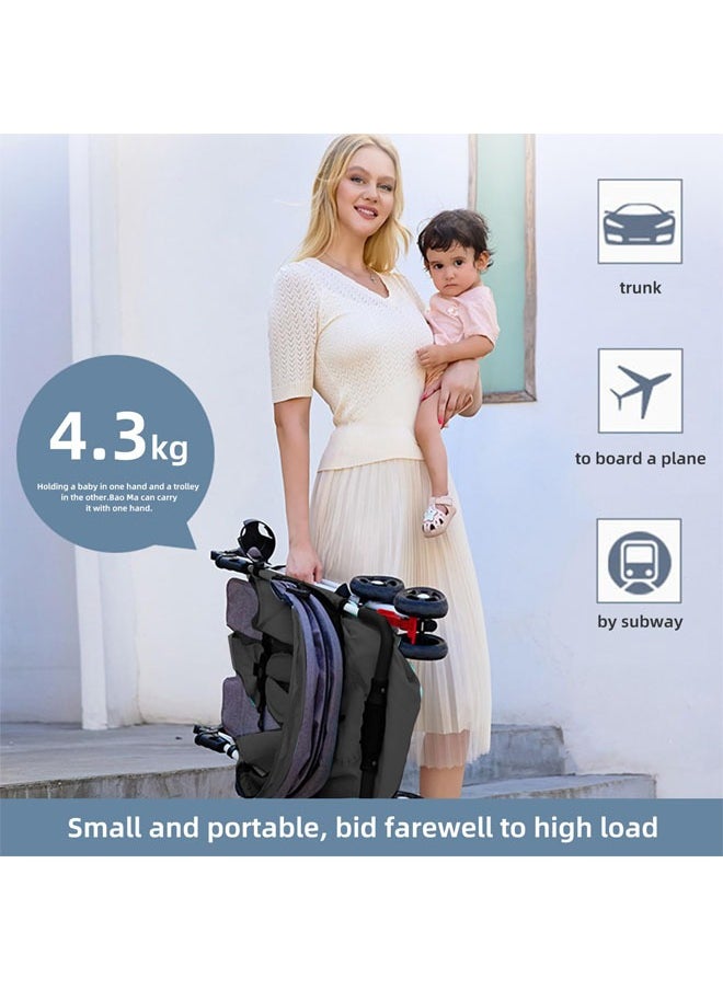 Lightweight Stroller Foldable Baby Stroller with Waterproof Canopy Travel Stroller with Cup Holder and Storage Basket 0 to 36 Months Gray Toddler Stroller