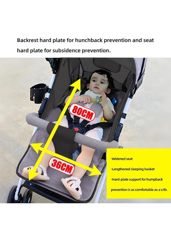 Lightweight Stroller Foldable Baby Stroller with Waterproof Canopy Travel Stroller with Cup Holder and Storage Basket 0 to 36 Months Gray Toddler Stroller