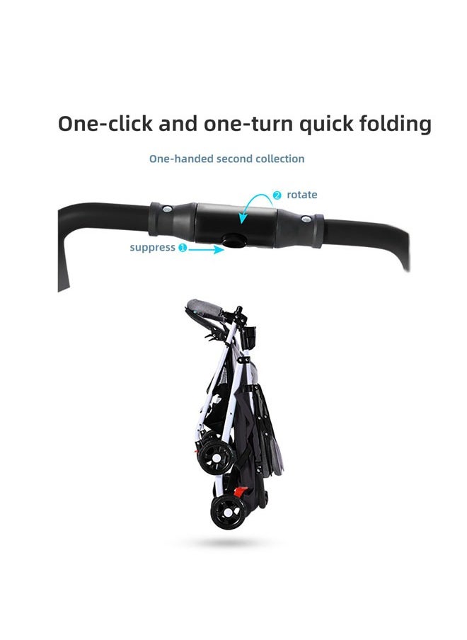 Lightweight Stroller Foldable Baby Stroller with Waterproof Canopy Travel Stroller with Cup Holder and Storage Basket 0 to 36 Months Gray Toddler Stroller