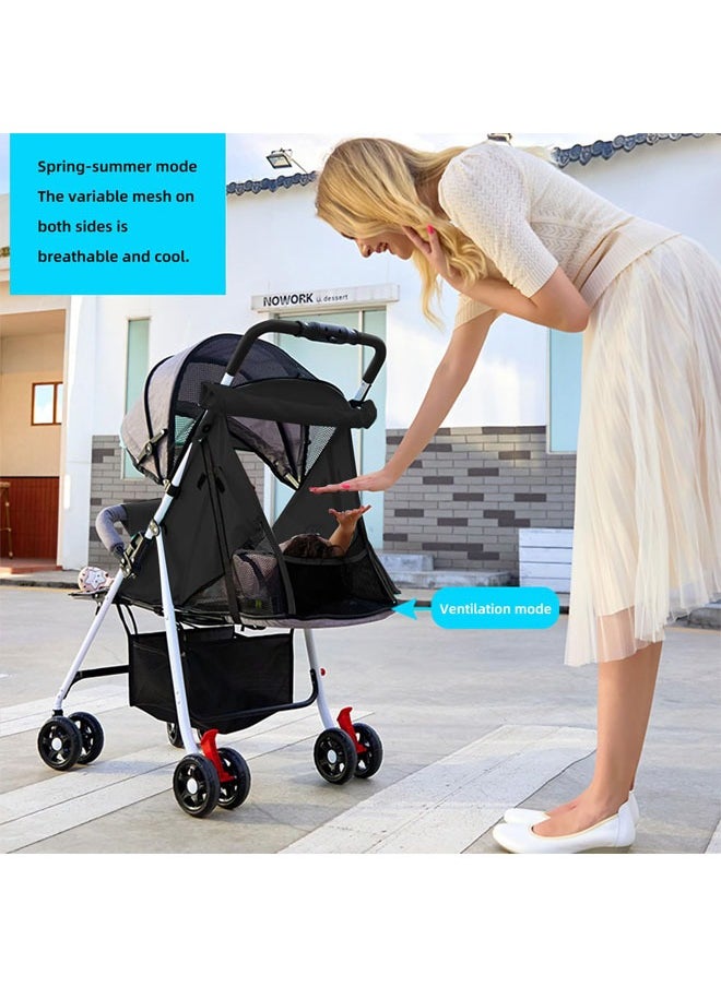 Lightweight Stroller Foldable Baby Stroller with Waterproof Canopy Travel Stroller with Cup Holder and Storage Basket 0 to 36 Months Gray Toddler Stroller