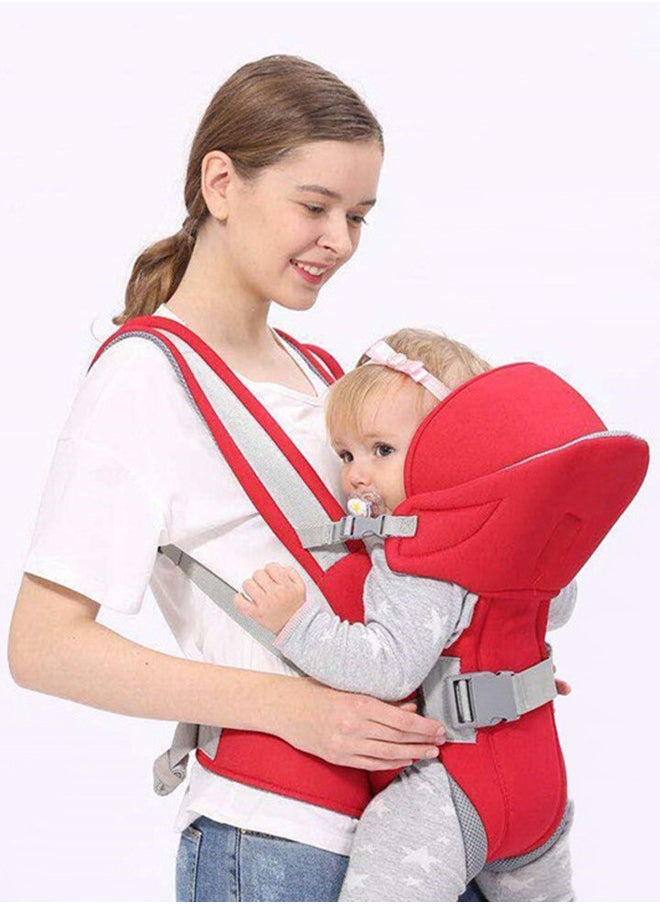 Baby Carrier with Hip Seat, Ergonomic Position, Newborn to Toddler, Head Support and Breathable Mesh,Adjustable Removable 6- in-1 Baby Baby Sling Carrier (7-45 lbs) for Mom Dad, Red