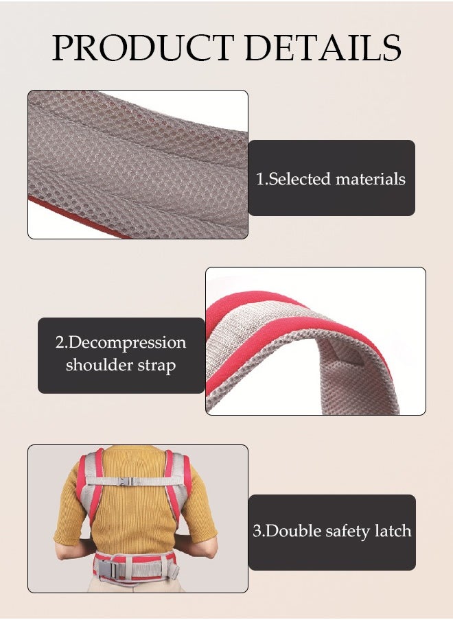 Baby Carrier with Hip Seat, Ergonomic Position, Newborn to Toddler, Head Support and Breathable Mesh,Adjustable Removable 6- in-1 Baby Baby Sling Carrier (7-45 lbs) for Mom Dad, Red