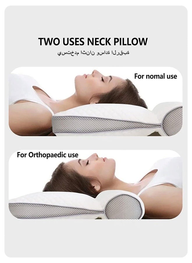 Neck Pillows for Pain Relief Sleeping Side Sleeper Cervical Pillow for Normal Use and Neck Pain Adjustable Orthopedic Pillow Filling with PE Hose Ergonomic Contour Pillow Dark Gray