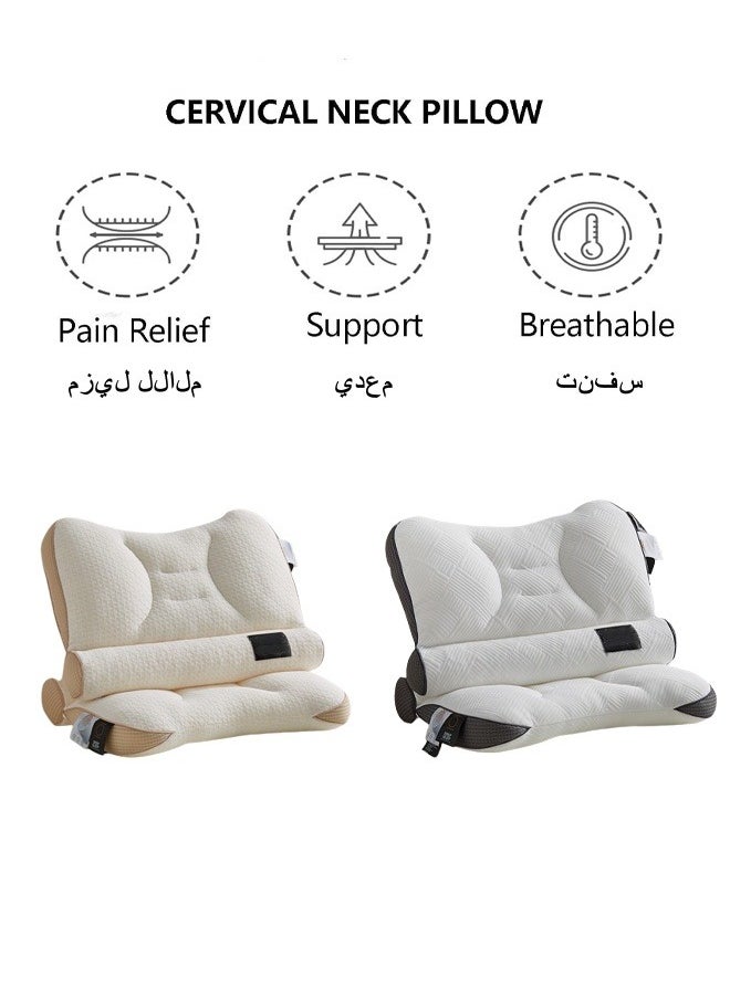 Neck Pillows for Pain Relief Sleeping Side Sleeper Cervical Pillow for Normal Use and Neck Pain Adjustable Orthopedic Pillow Filling with PE Hose Ergonomic Contour Pillow Dark Gray