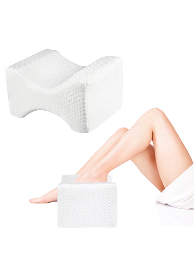 Memory Foam Knee Leg Pillow Cotton White 25x20x20centimeter